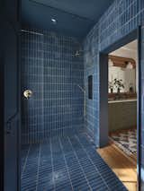 Bath Room, Stone Tile Wall, Cement Tile Floor, Recessed Lighting, Full Shower, Enclosed Shower, and Corner Shower Primary Bath Shower  Photo 15 of 20 in Graham Bybee House by Kartwheel Studio