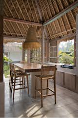 View to Suar wood Laminated Wood  8 ft long family breakfast counter eating area