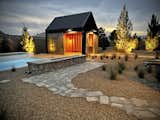Outdoor, Concrete Pools, Tubs, Shower, Trees, Pavers Patio, Porch, Deck, Salt Water Pools, Tubs, Shower, Landscape Lighting, Stone Fences, Wall, Post Lighting, Shrubs, Hanging Lighting, Large Patio, Porch, Deck, Large Pools, Tubs, Shower, Desert, Stone Patio, Porch, Deck, Walkways, Hardscapes, Back Yard, and Woodland Desert Cabin - Cabana  Photo 12 of 12 in Desert Cabin by Mark Bragen