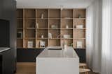 Kitchen overlooking the adaptable shelving unit.