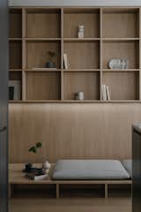 Shelving unit converted into the meditation platform.