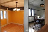 On the left, the dining room as it looked when we bought the house in 2013. On the right, the dining room after our restoration work. 