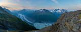 Looking down at Valdez Glacier Lake and Valdez Glacier.