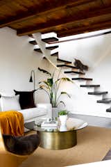 Floating staircase constructed of reclaimed Douglas fir