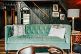 Our cozy mint green sofa.