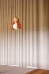 Wood slat wall in Kitchen.