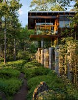 Exterior, House Building Type, Stone Siding Material, Butterfly RoofLine, and Wood Siding Material  Photo 16 of 30 in August Moon by SPAN Architecture