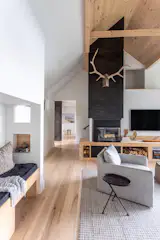 Cozy nook Hallway with Fireplace