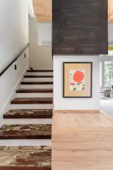 Rustic wood floor stairway