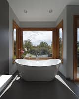 Bath Room, Slate Floor, Soaking Tub, Freestanding Tub, and Ceiling Lighting  Photo 10 of 26 in Cascade House by John Wingfelder Architect