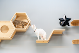 The solid wood cat shelves could be mounted without brackets.