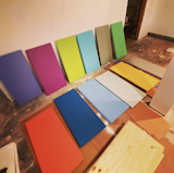 Painted Cabinet Doors - Rainbow Storage for Kids' Playroom