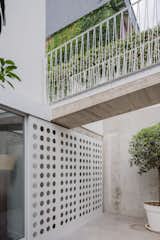 Outdoor, Trees, Concrete Patio, Porch, Deck, Small Patio, Porch, Deck, Front Yard, and Metal Fences, Wall View from the basement courtyard  Photo 6 of 9 in Galgo House by M&E Clara Murado y Juan Elvira