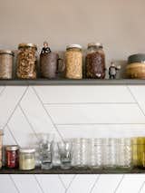 Metal shelves in the kitchen