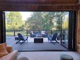 View of the deck from inside the cabin