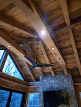 View of the pitched ceiling inside cabin