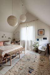 A vaulted ceiling in the master bedroom