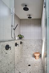 Bath Room, Porcelain Tile Floor, Full Shower, Enclosed Shower, Open Shower, Corner Shower, and Porcelain Tile Wall Primary bath shower  Photo 7 of 8 in The Mt. Pleasant House by Mera Studio Architects