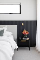 We designed this custom black timber panel bedhead / feature wall. I didn't want all white walls! 