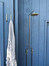 Outdoor copper shower by ORCA living. Turkish towels available for guests.