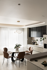 Dining Room, Chair, and Table  Photo 9 of 26 in Xirui Chunqiu Apartment by Wang Rui by DW