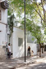 Architect Hernán Landolfo combined two adjacent houses on a sun-dappled street in Buenos Aires to create a home for himself, his partner, Lucía Gentile, their daughter, Luisa, and the family dog, Roca.