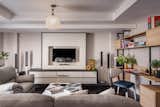 There is a common room inside bedroom. Soft color palette  to enhance the natural light, so you’ll see a lot of white, cream, and smooth grey in this room. The room will stay bright day and night.