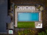 Aerial view of home and pool