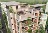 PC-6:  View overlooking the Slanted Canopy at the Roof & Green Landscape on Roof Terrace.