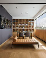 Office, Chair, Study Room Type, Lamps, Bookcase, Desk, Storage, Shelves, and Medium Hardwood Floor  Photo 10 of 15 in BG APARTMENT by ASHO MX
