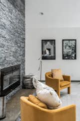 The stone fireplace