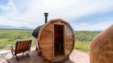 Panoramic wood-burning sauna with unobstructed views of the Taos mountains and the Rio Grande Gorge 