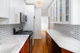 Grey Marble Mosaic Backsplash & Wood Shaker Lower Cabinets, Kitchen
