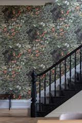 Cole & Son Woodland wallpaper highlights a refinished original staircase