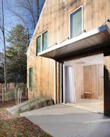 Exterior view of master bath open glass wall