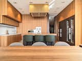 Wallnut finish of kitchen area.