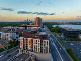 Waterbury House backside of building with Bde Maka Ska views and Minneapolis skyline