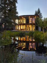 Outdoor, Shrubs, Trees, Wood Patio, Porch, Deck, Grass, Small Pools, Tubs, Shower, Garden, Back Yard, and Decking Patio, Porch, Deck  Photo 7 of 25 in House That Opens Up to the Sun by Stempel Tesar architects
