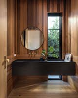 Bath Room, Marble Counter, Wall Mount Sink, Vessel Sink, and Light Hardwood Floor Kenter Powder Room  Photos from Kenter