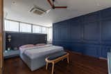 Bedroom with the Deep Blue feature wall 