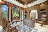 Exotic, one-of-a-kind home office, designed with custom-made furniture pieces imported from Morocco