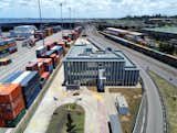 The narrow plot where the DP World - Maputo Administration building lies between the port's main road and the container terminal