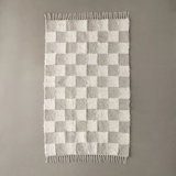 Checkerboard Woven Shag Rag Rug, 5 x7