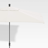 Crate & Barrel 10' Rectangular Sunbrella White Sand Outdoor Patio Umbrella with Black Frame