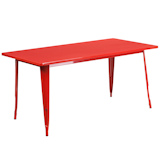 Flash Furniture Charis Commercial Grade 31.5" x 63" Rectangular Red Metal Indoor-Outdoor Table