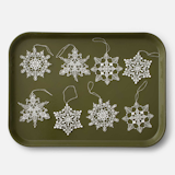 Schoolhouse Lace Snowflake Ornaments, Set of 8