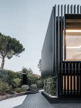 a black facade was chosen to enhance the home’s relationship with its surrounding vegetation