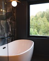 Bath Room, Drop In Sink, Ceramic Tile Wall, Pendant Lighting, Ceramic Tile Floor, and Freestanding Tub Tub in main bathroom   Photo 10 of 19 in Redwoods Renovation by Andrew Trott