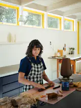 Annalisa Chasan's sculpture practice includes mainly ceramic vessels, "but because I'm a movement person, I'm also very interested in the body," she says, "so there are pieces that are inspired by the spine."