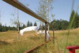 Sheets on a clothesline from deck.